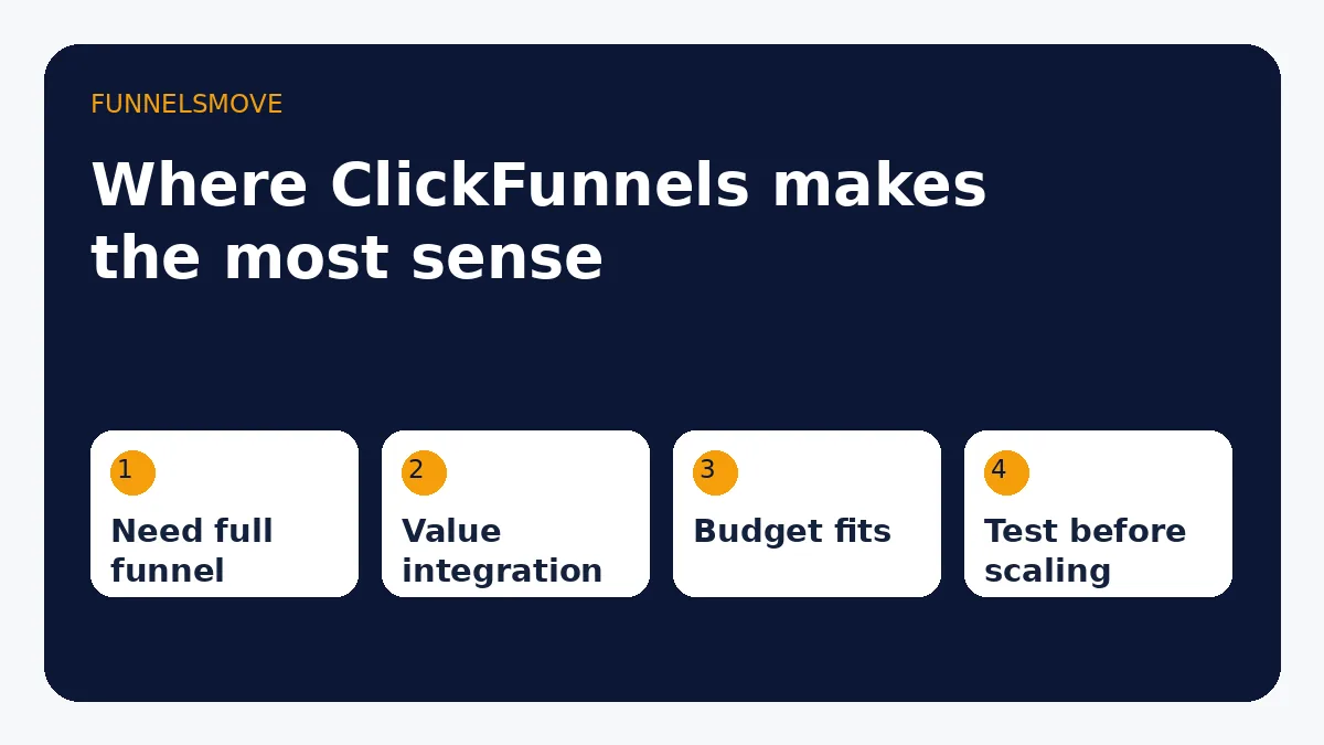 ClickFunnels fit checklist for deciding whether an integrated funnel platform is appropriate
