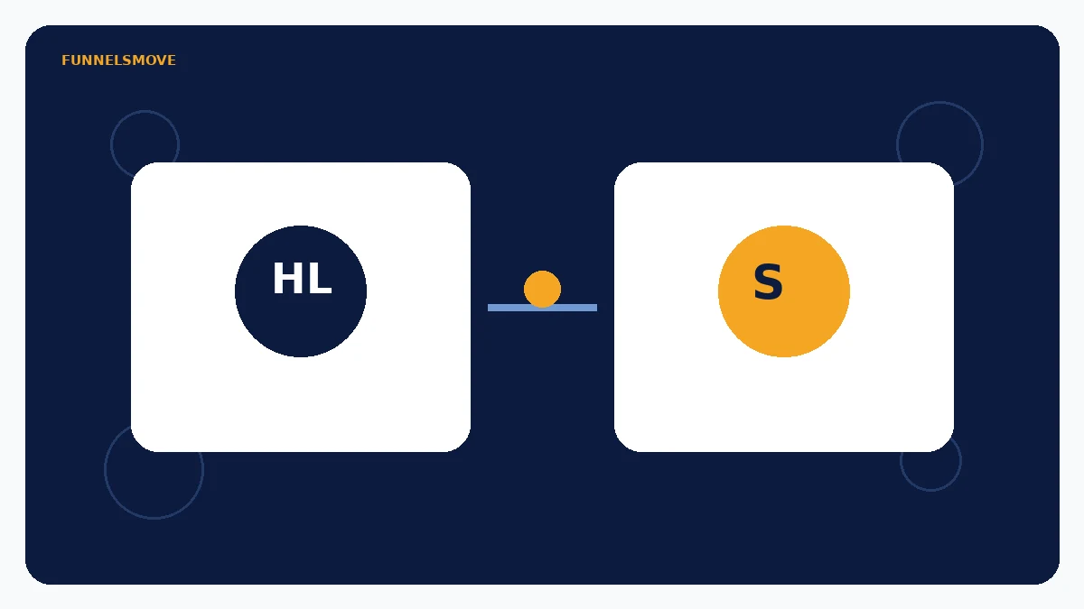 Conceptual side by side HighLevel and systeme.io platform comparison