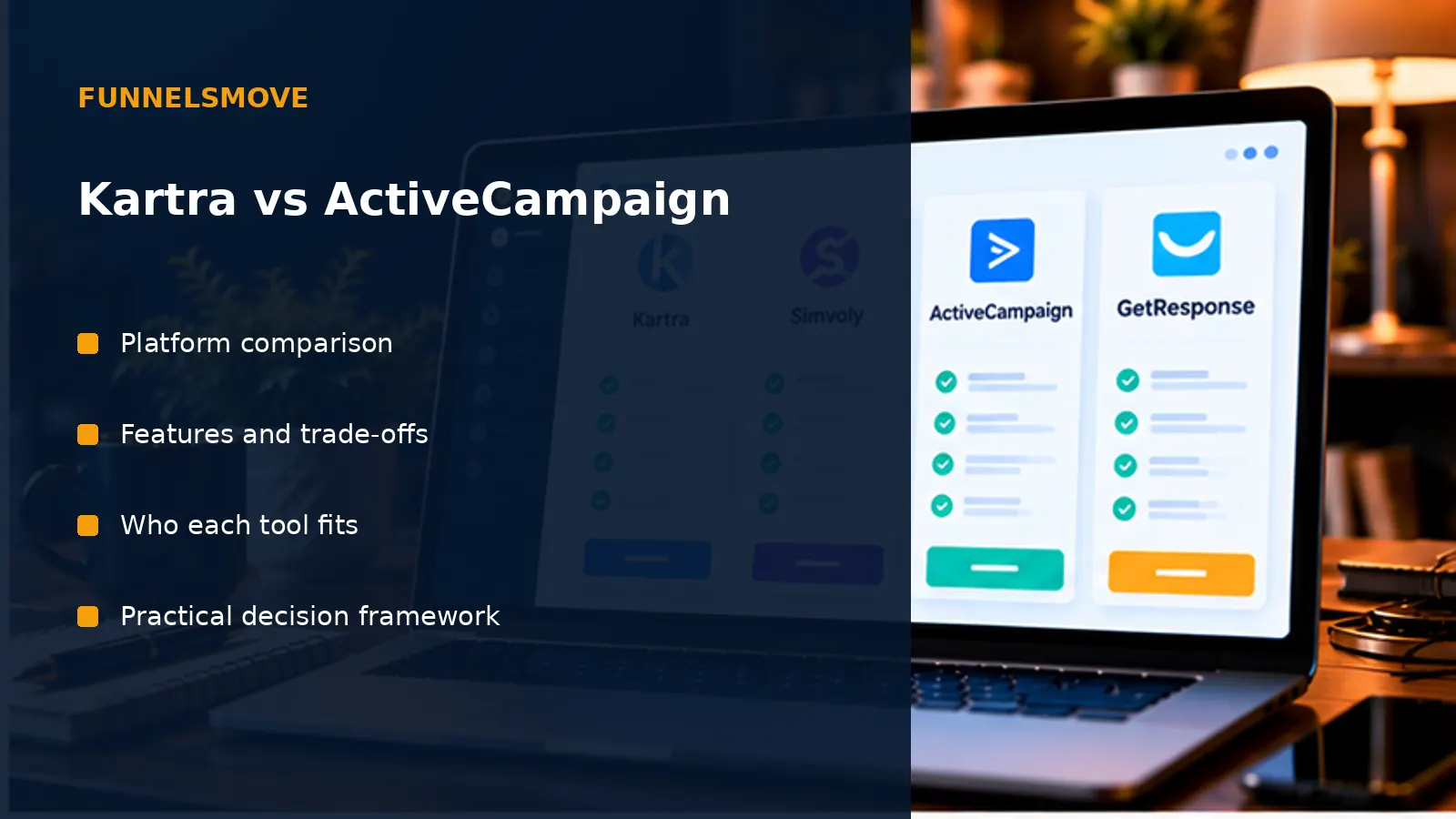 Illustrated workspace for Kartra vs ActiveCampaign: Automation or Suite?