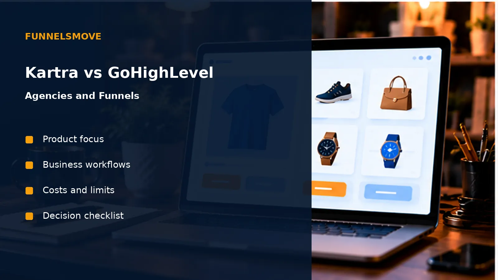 Kartra vs GoHighLevel: Agencies and Funnels editorial workspace illustration