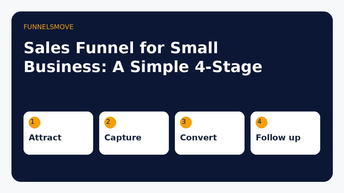 Four-stage sales funnel for small business from attract to retain