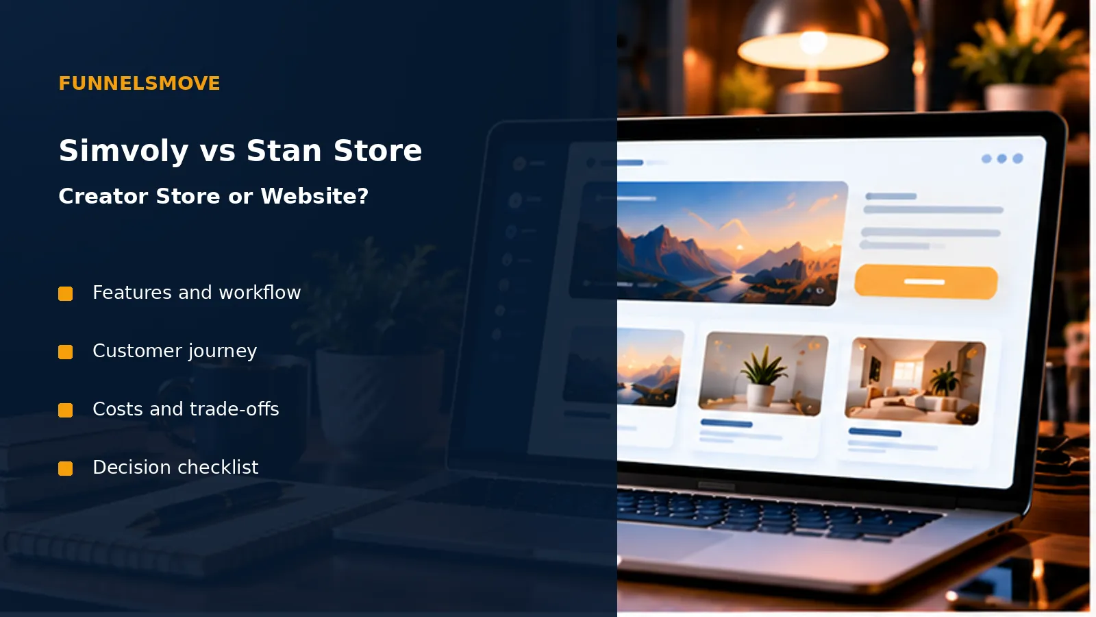 Simvoly vs Stan Store: Creator Store or Website? workspace illustration