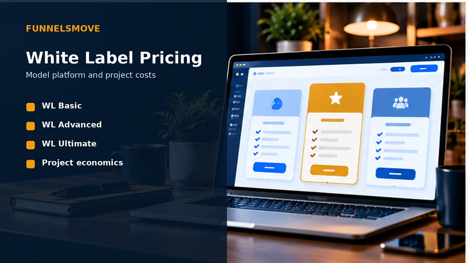Simvoly white label pricing guide shown in a laptop workspace