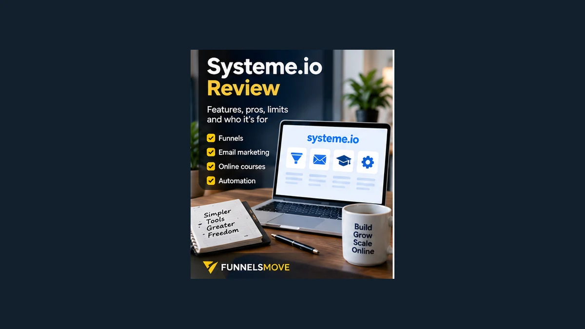 Systeme.io Review: Features, Pros, Limits & Fit editorial illustration